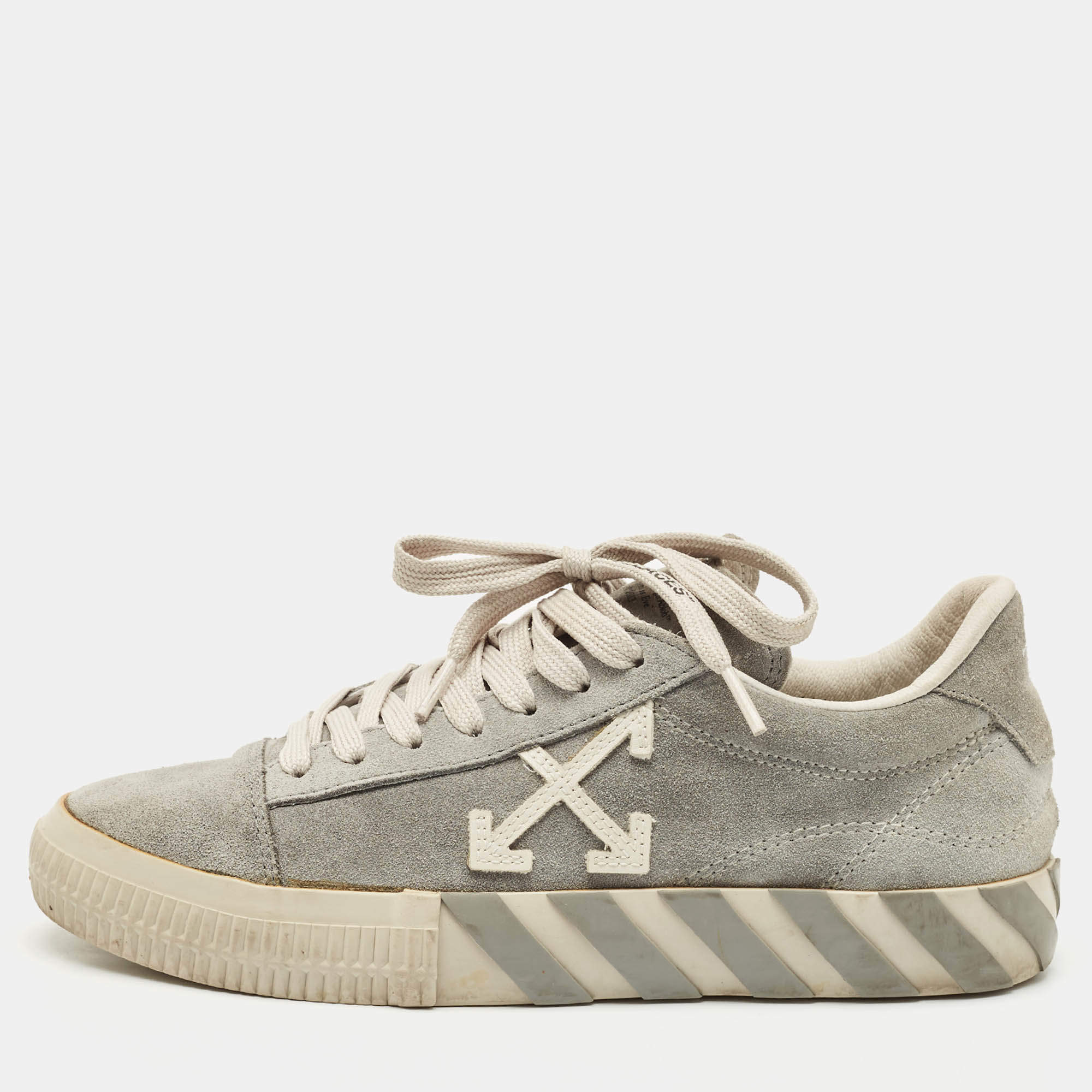 Off-White Grey Suede Vulcanized Low Top Sneakers Size 40