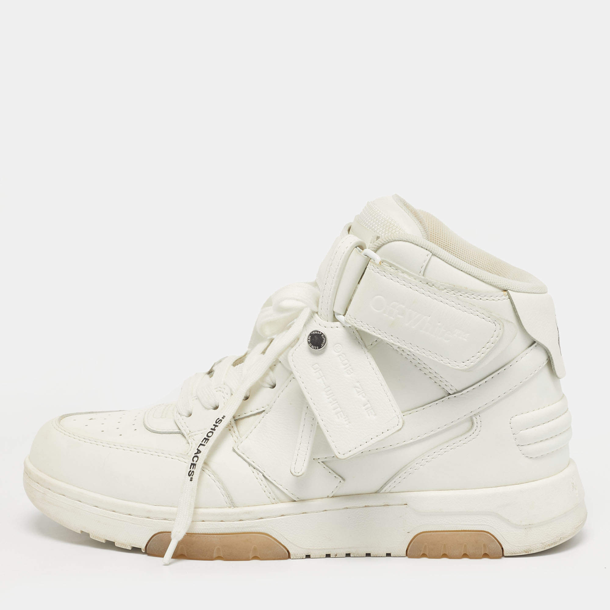 Pre Owned Off-White White Leather Out Of Office High Top Sneakers Size 40