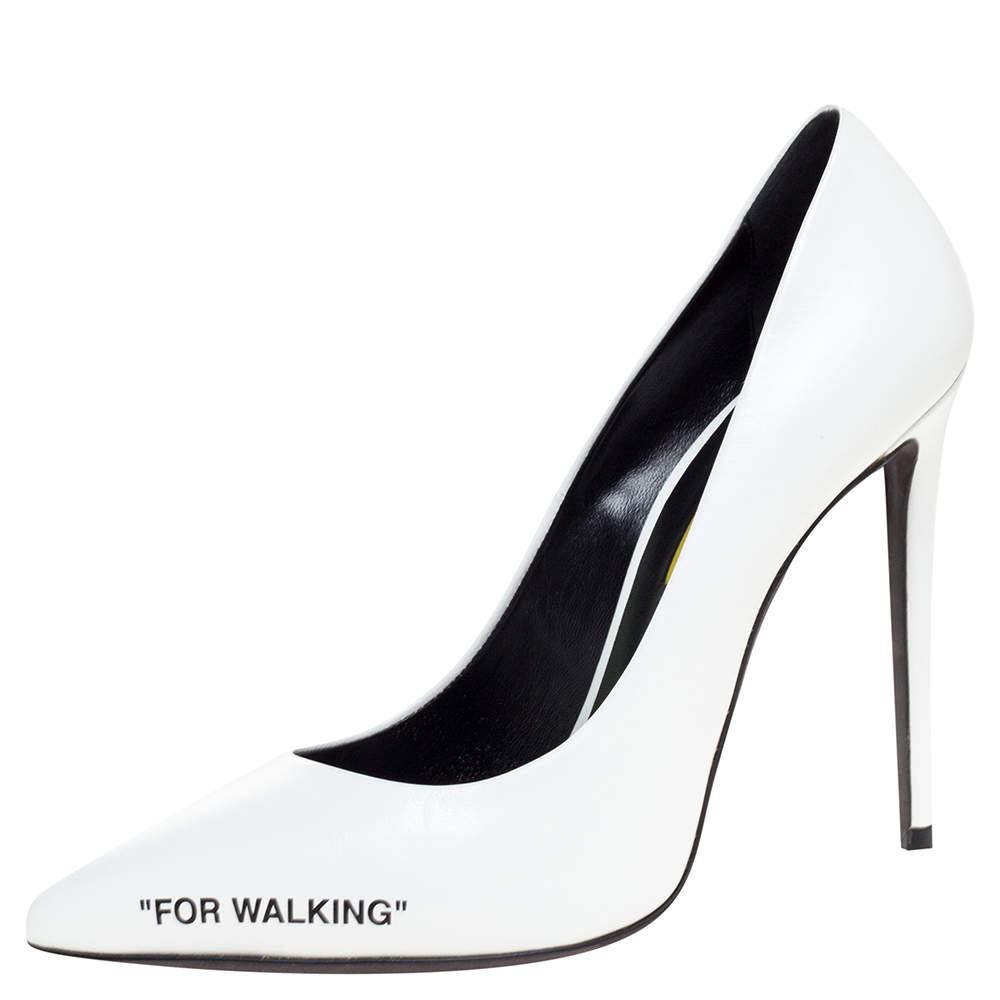 Pre Owned Off-White White Leather Pointed Toe Pumps Size 39