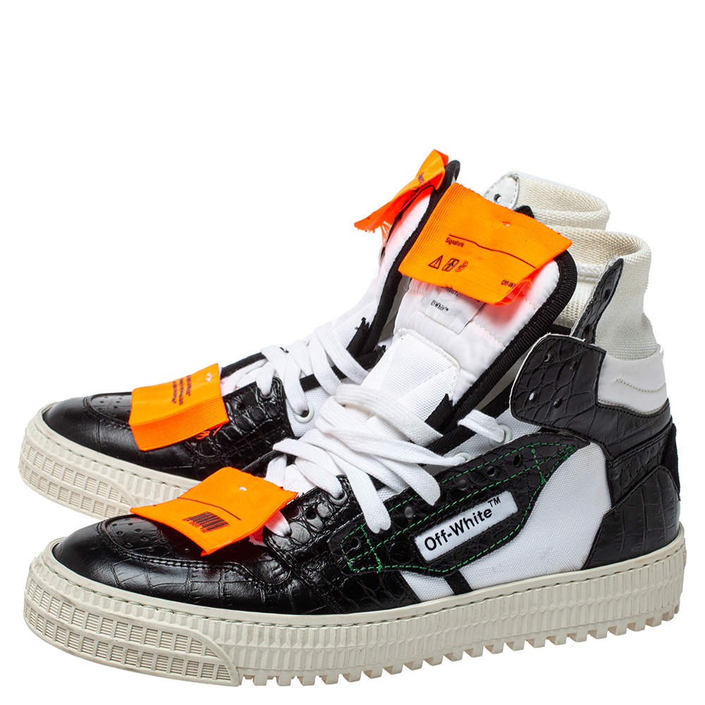 Off-White 3.0 Off Court Leather High-Top Sneakers, White Orange, Women's, 39EU, Sneakers & Trainers High Top Sneakers