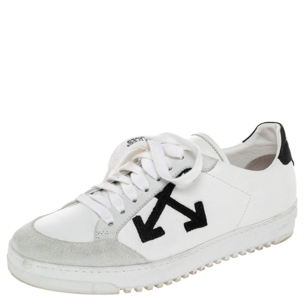 Off-White White/Black Leather And Suede 2.0 Low Top Sneakers Size 38