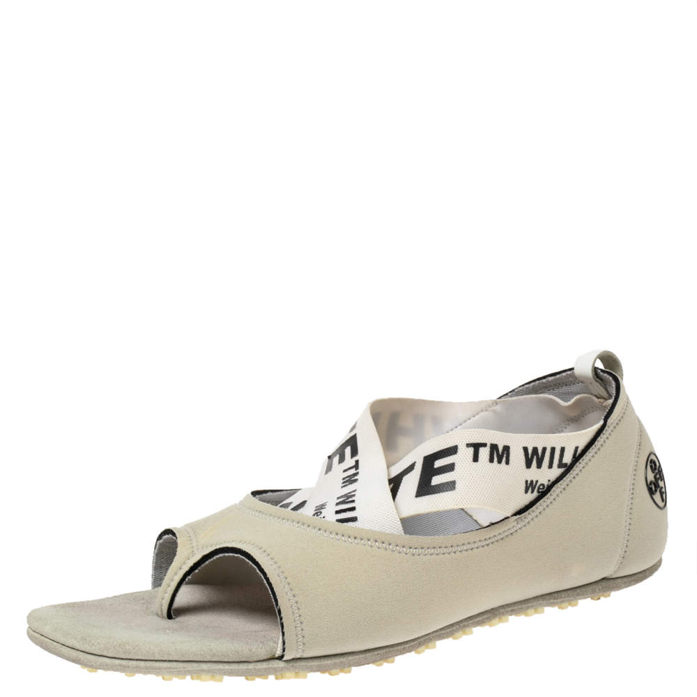 Pre Owned Off-White c/o Virgil Abloh Grey Fabric Yoga Flats Size 37