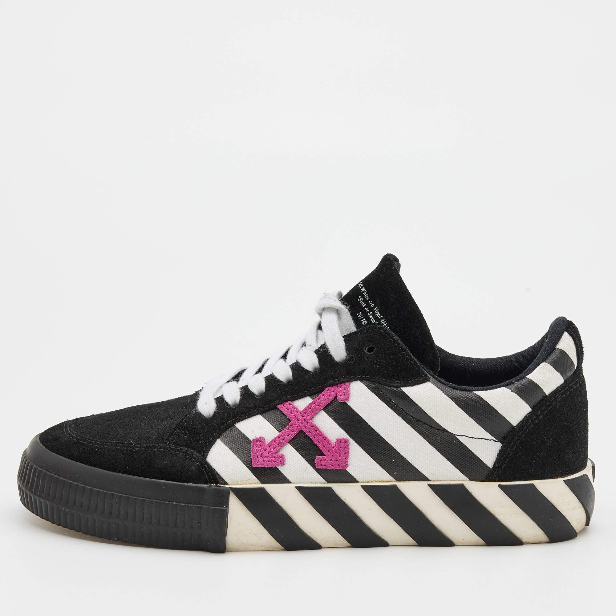 Vulcanised striped on sale low top sneakers