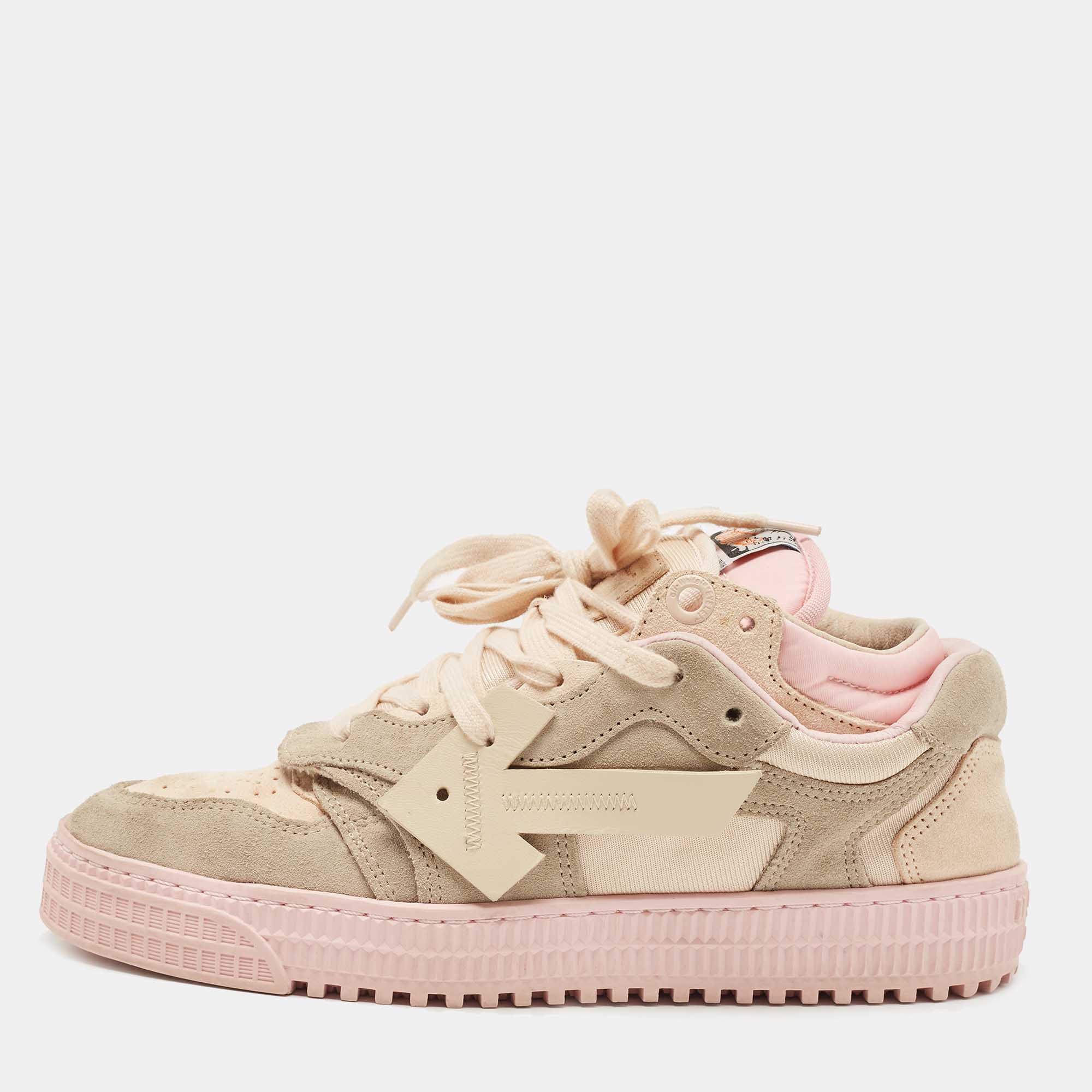 Pre Owned Off-White Tricolor Suede and Fabric Floating Arrow Sneakers Size 38