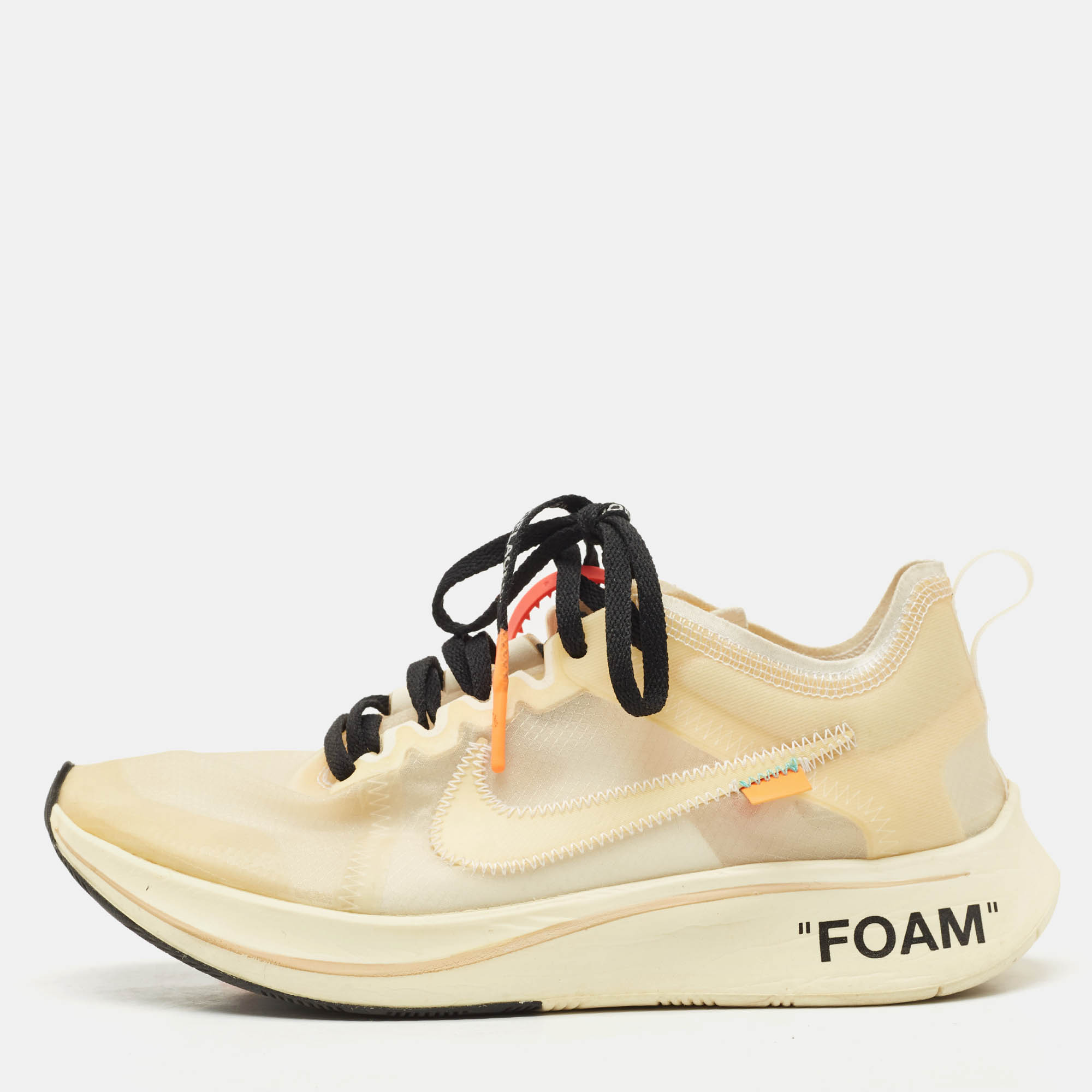 Off White x Nike Two Tone Mesh Zoom Fly SP Black Sneakers Size 39