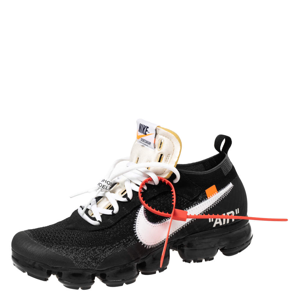 Nike x Off-White Black Knit Fabric And Suede Air Vapormax Sneakers Size 42.5