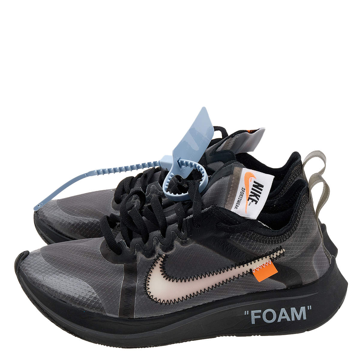 Nike x Off-White Black/Silver Mesh And Polyurethane Zoom Fly Sneakers Size  36.5 Off-White x Nike