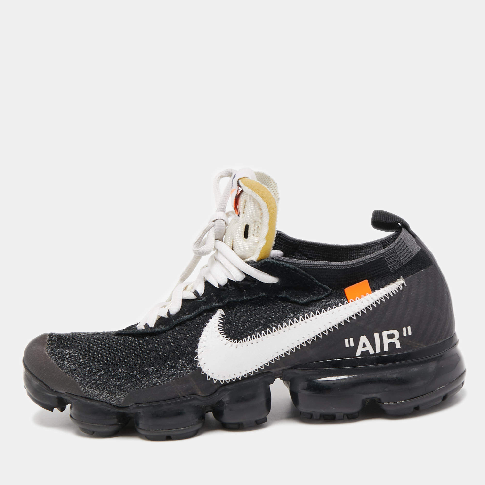 Off-White x Nike Black Knit Fabric and Suede Air VaporMax Sneakers Size ...