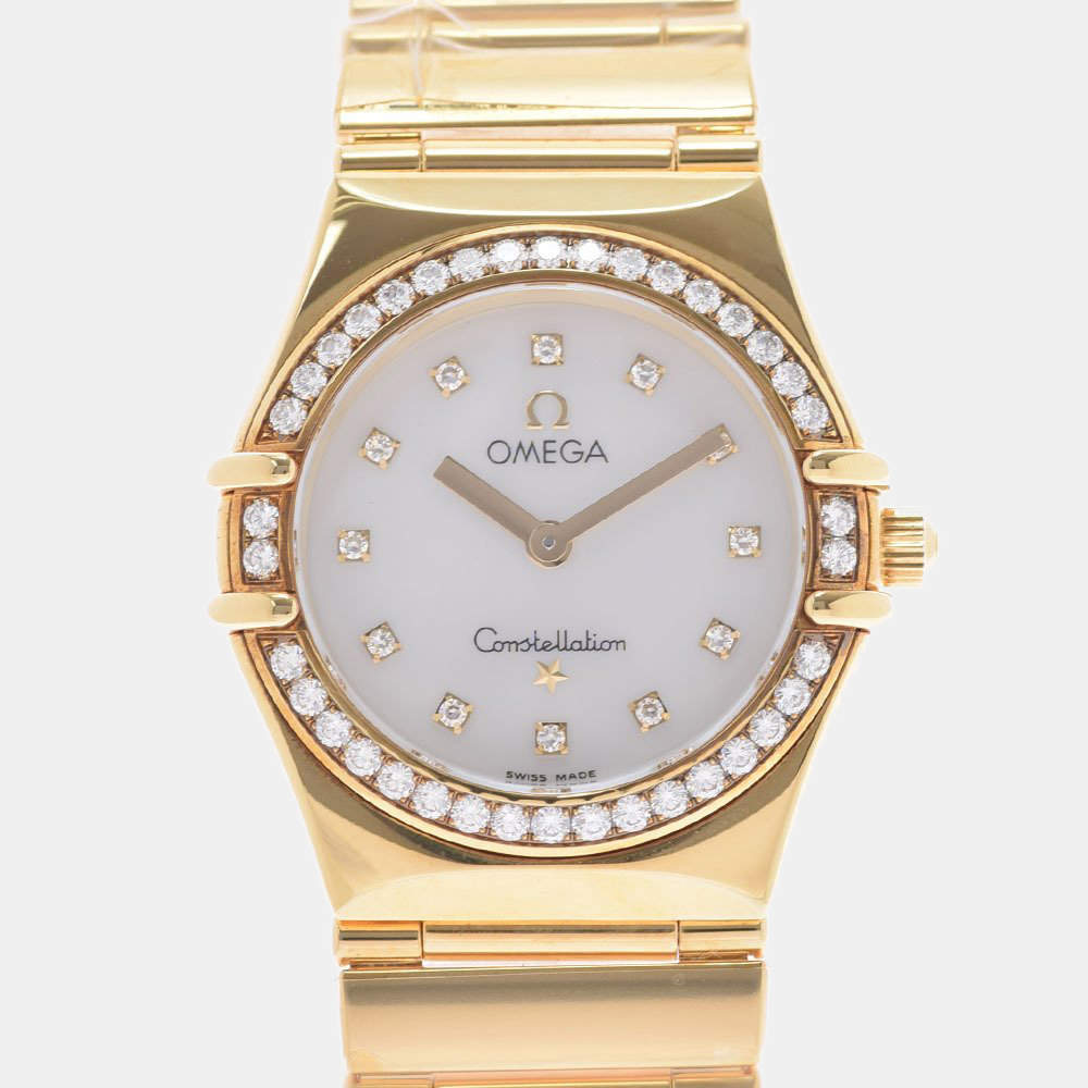 Pre Owned Omega 18K Yellow Gold And Stainless Steel Constellation 1154.75 Quartz Women's Wristwatch 25.5 mm