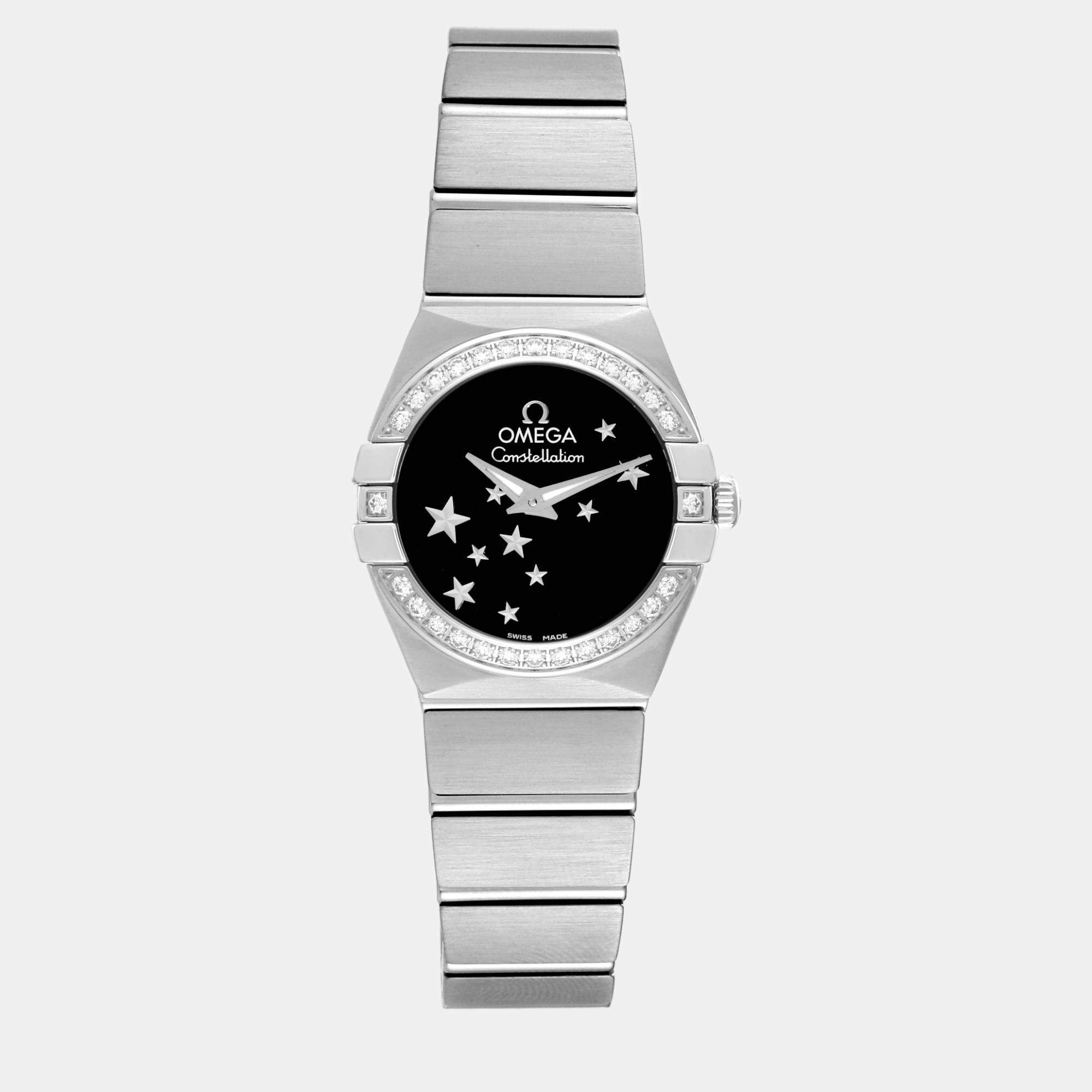 Omega Black Stainless Steel Constellation 123.15.24.60.01.001 Quartz Women's Wristwatch 24 mm