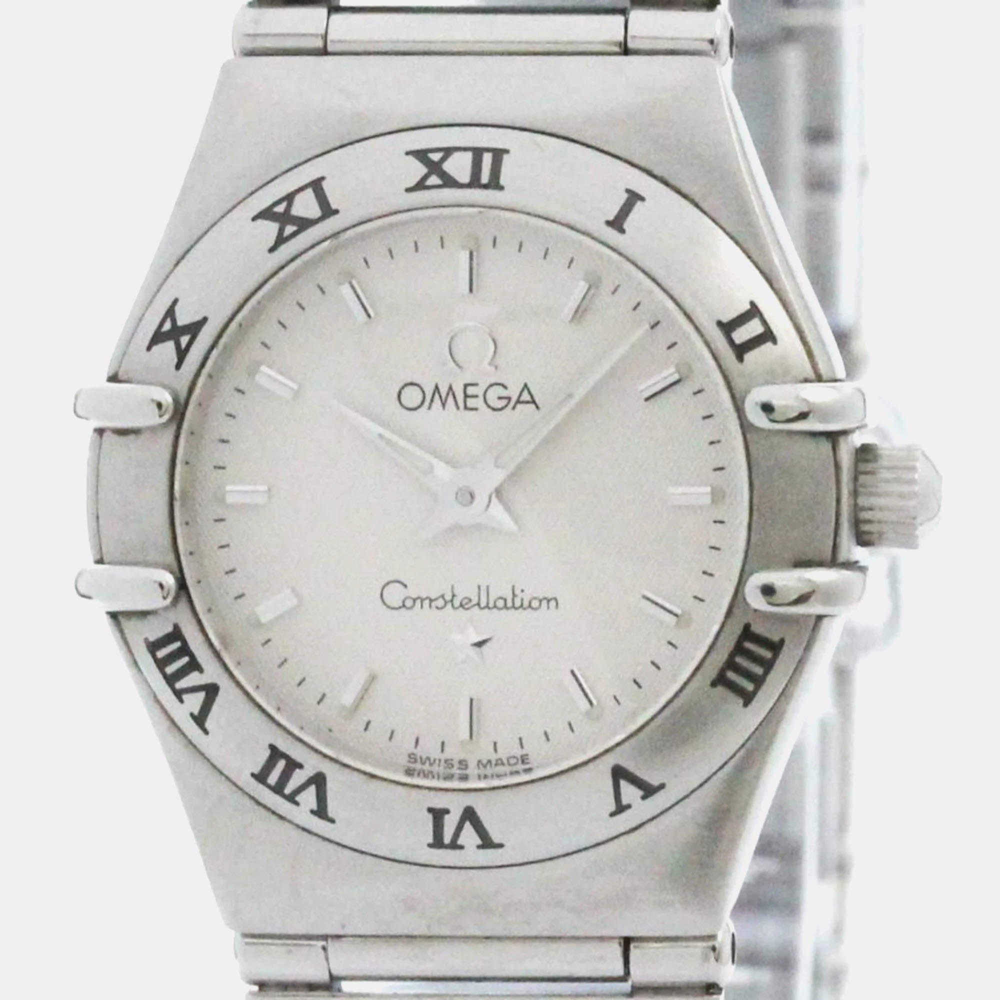 Omega Silver Stainless Steel Constellation Quartz Women's Wristwatch 22 mm