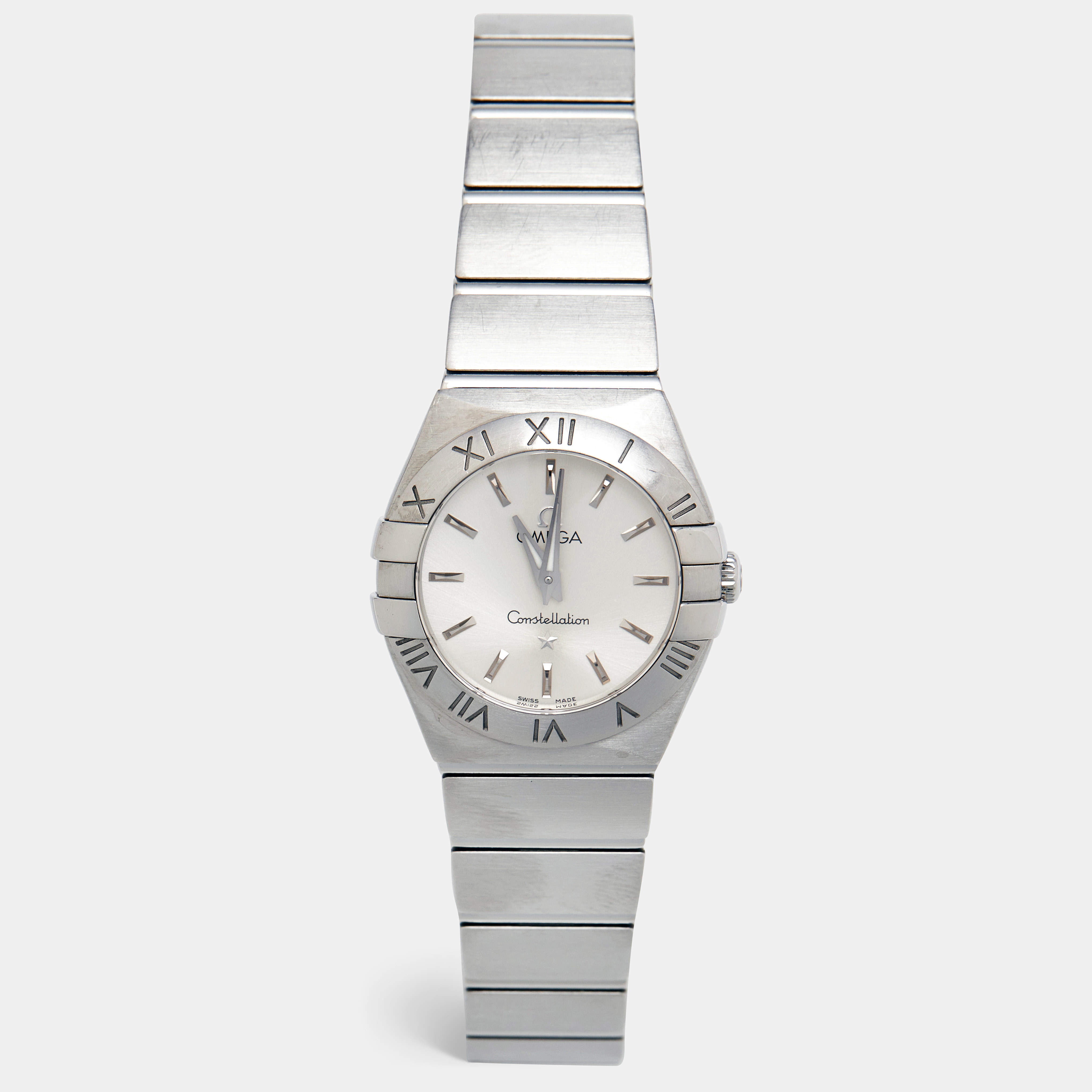 Omega Silver Stainless Steel Constellation 123.10.24.60.02.001 Women's Wristwatch 24 mm
