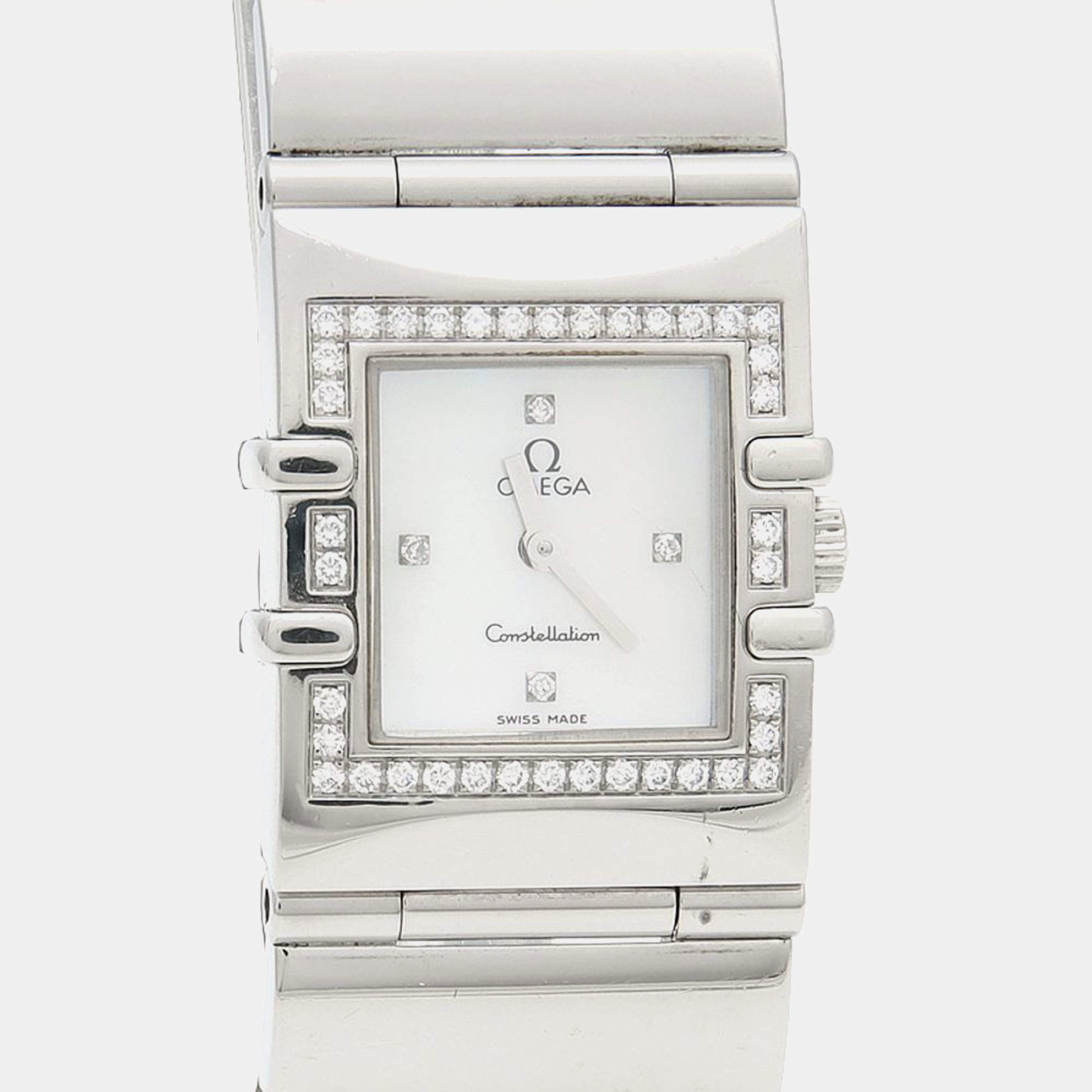 Pre Owned Omega Constellation Quartz MOP Stainless Steel Women's Wristwatch 19 mm