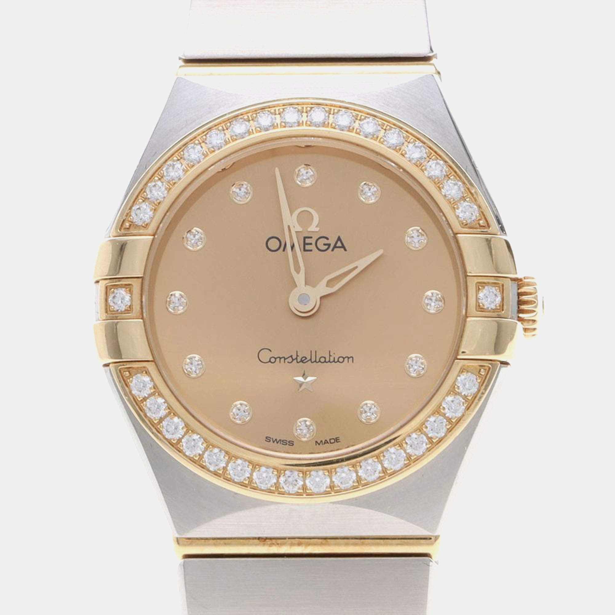 Pre Owned Omega Constellation 131.25.25 Quartz Yellow Gold Stainless Steel Women's Wristwatch 25 mm