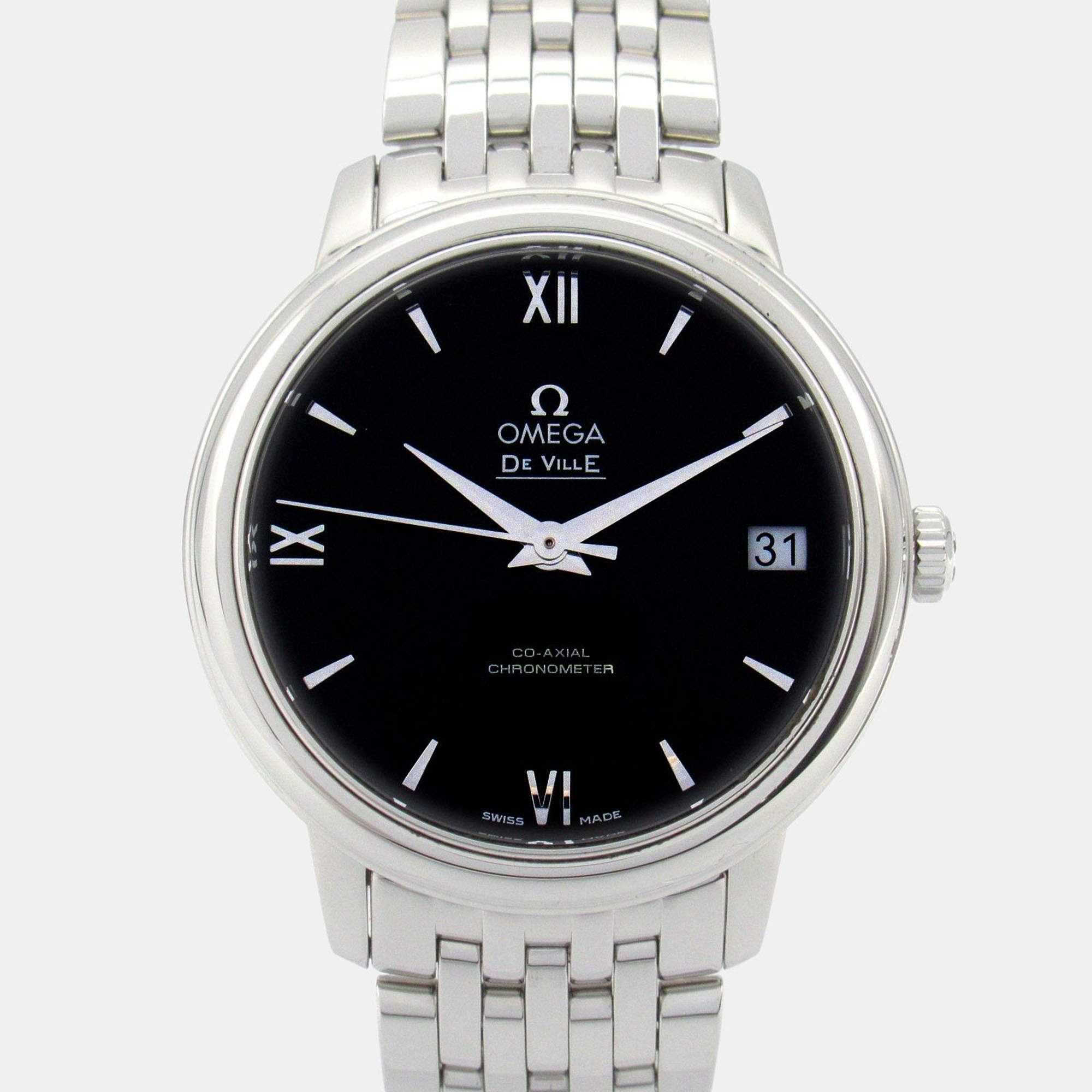 Pre Owned Omega De Ville Prestige 424.10.33.20.01.001 Automatic Black Stainless Steel Women's Wristwatch 32.5 mm