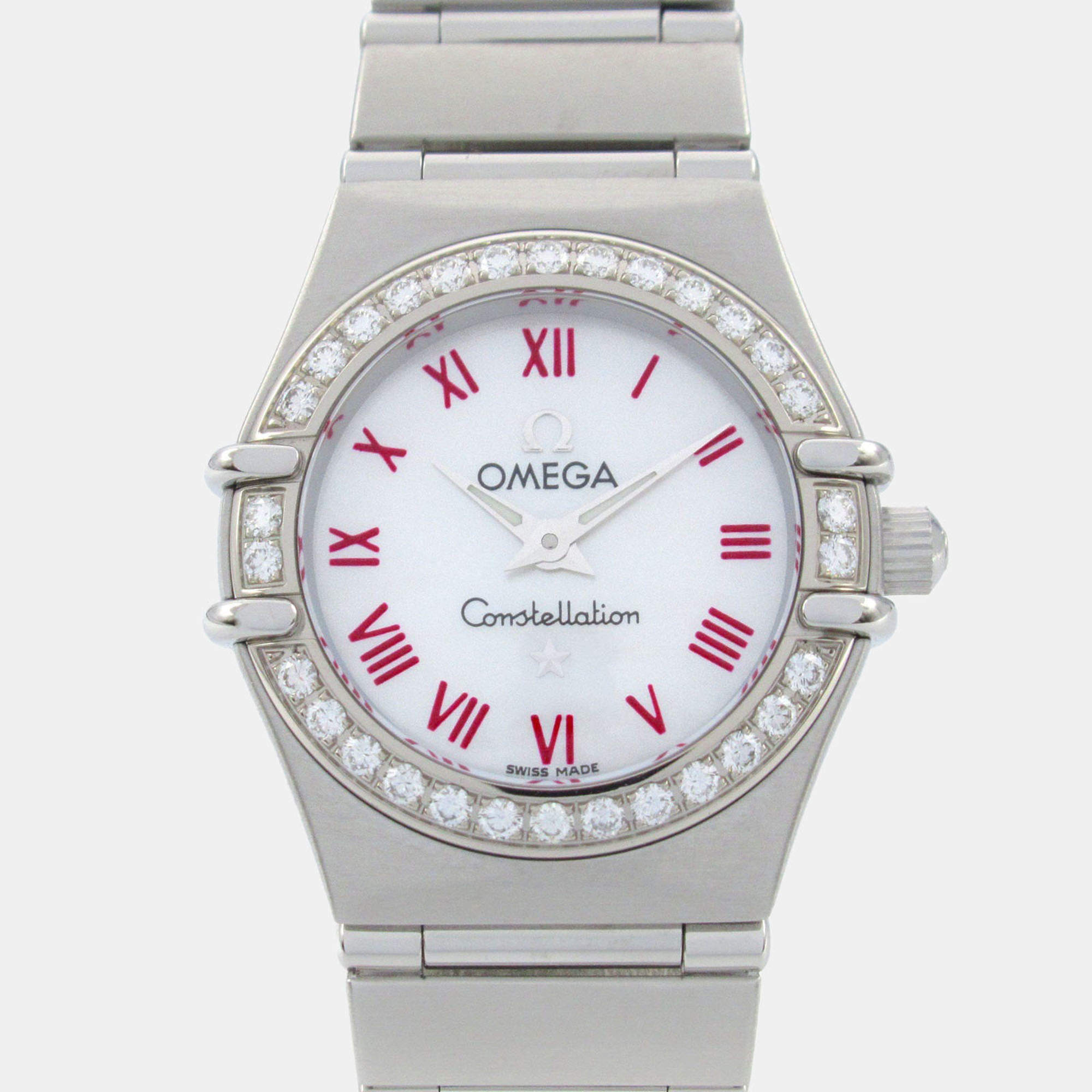 Pre Owned Omega Constellation 1466.63 Quartz White Stainless Steel Women's Wristwatch 23 mm