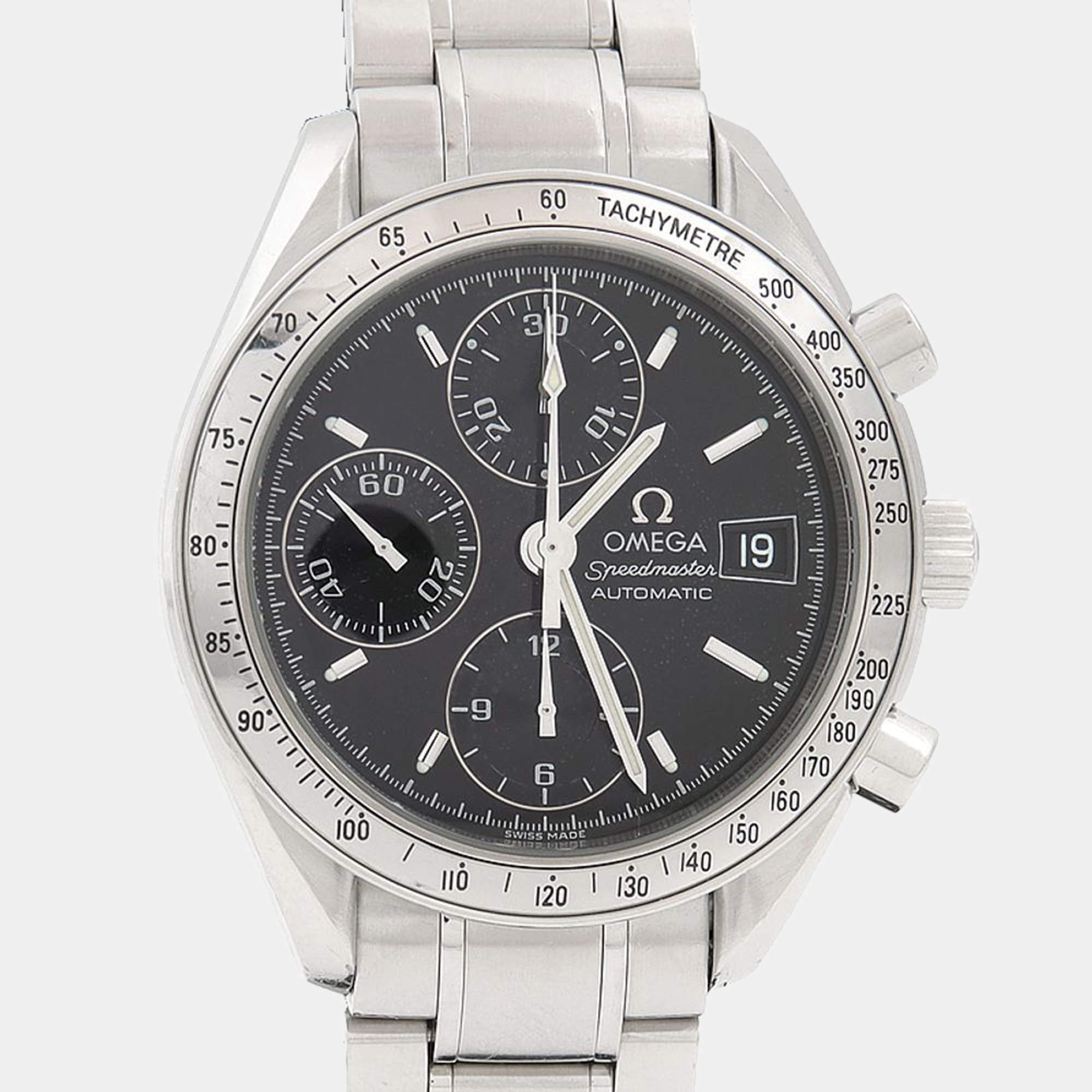 Pre Owned Omega Speedmaster Chronograph 3513.50 Automatic Black Stainless Steel Men's Wristwatch 39mm