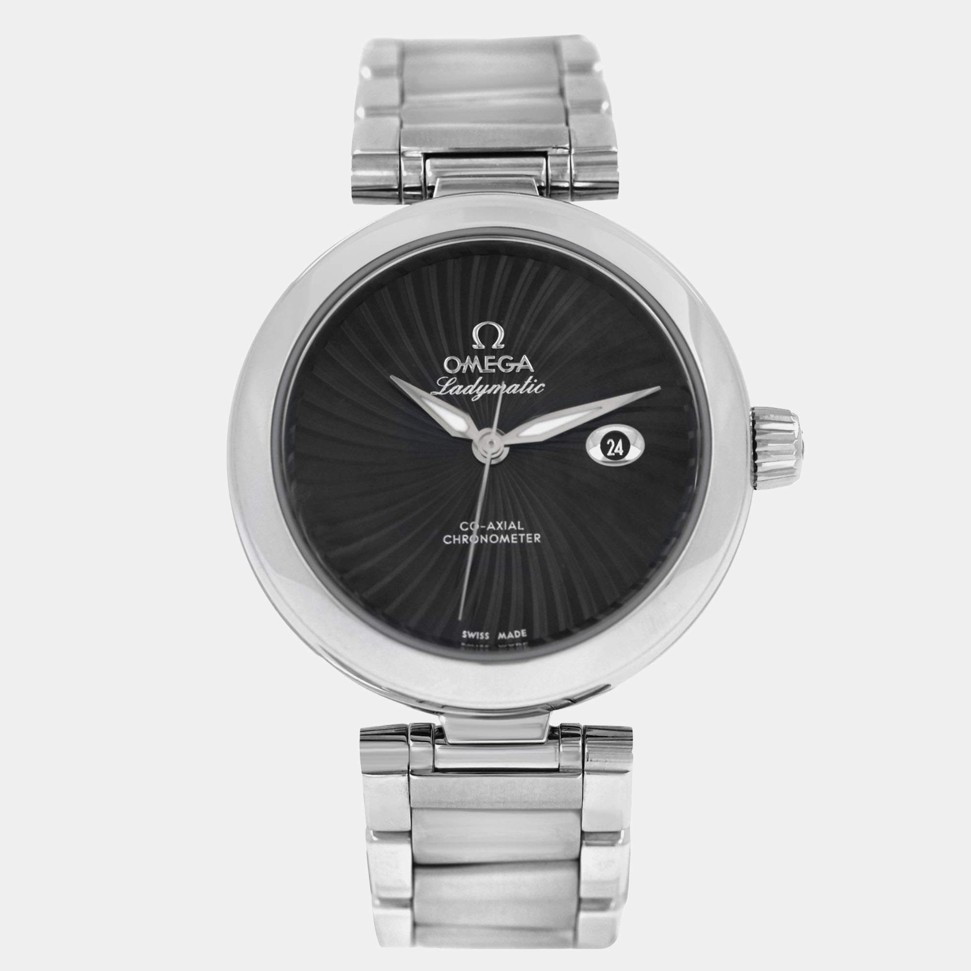 Pre Owned Omega Ladymatic 425.30.34.20.01.001 Automatic Black stainless steel Women's Wristwatch 34 mm