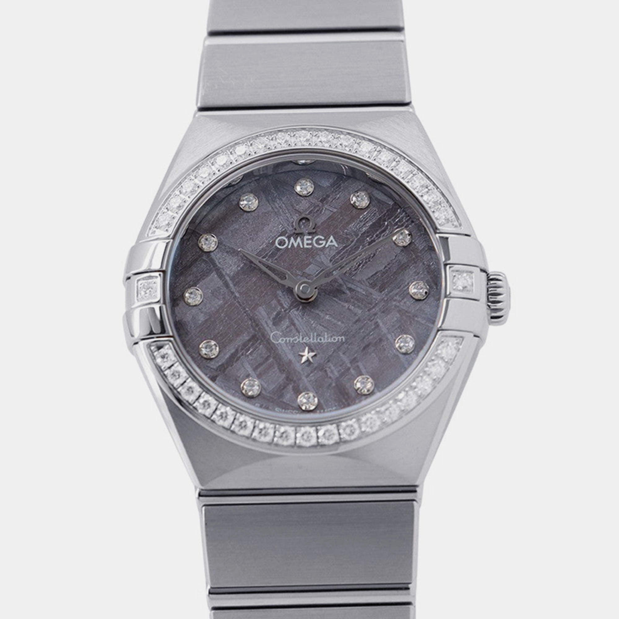 مملوكة مسبقًا Omega Constellation 131.15.28.60.99.001 Quartz Lavender Stainless Steel Women's Wristwatch 28 mm