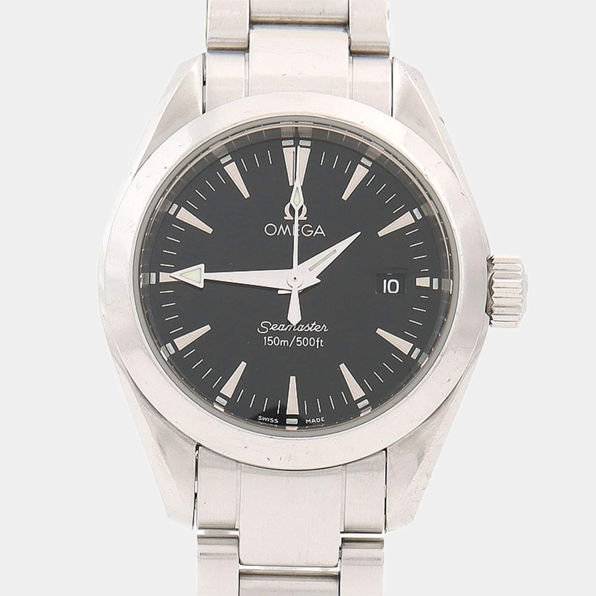 مملوكة مسبقًا Omega Seamaster Aqua Terra 2577.50 Automatic Black Stainless Steel Men's Wristwatch 29mm