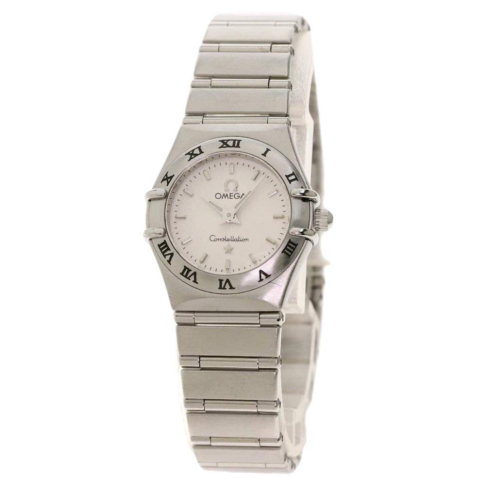 Pre Owned Omega White Stainless Steel Mini Constellation 1562.3 Women's Wristwatch 23 MM