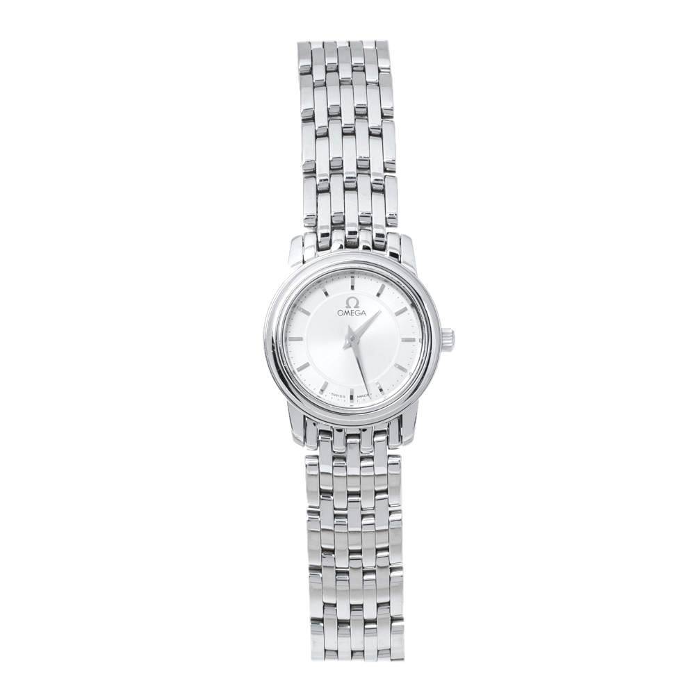 Pre Owned Omega Silver Stainless Steel De Ville 595.1055 Women's Wristwatch 22 mm