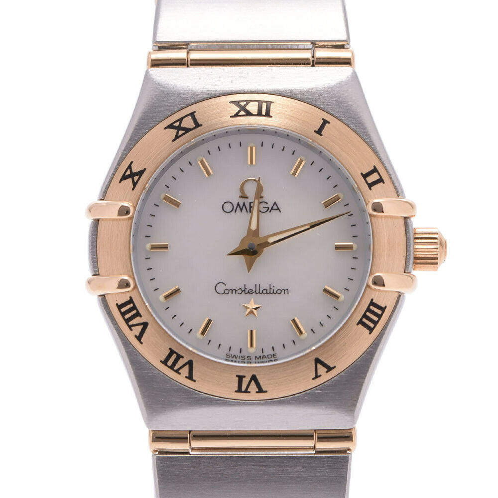 Pre Owned Omega White 18K Yellow Gold And Stainless Steel Constellation 1262.70 Women's Wristwatch 21 MM