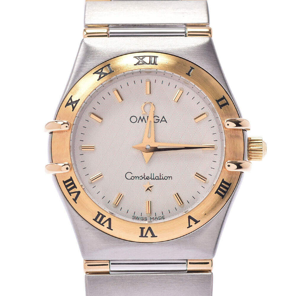 Pre Owned Omega White Yellow Gold And Stainless Steel Constellation 1262.30 Women's Wristwatch 23 MM