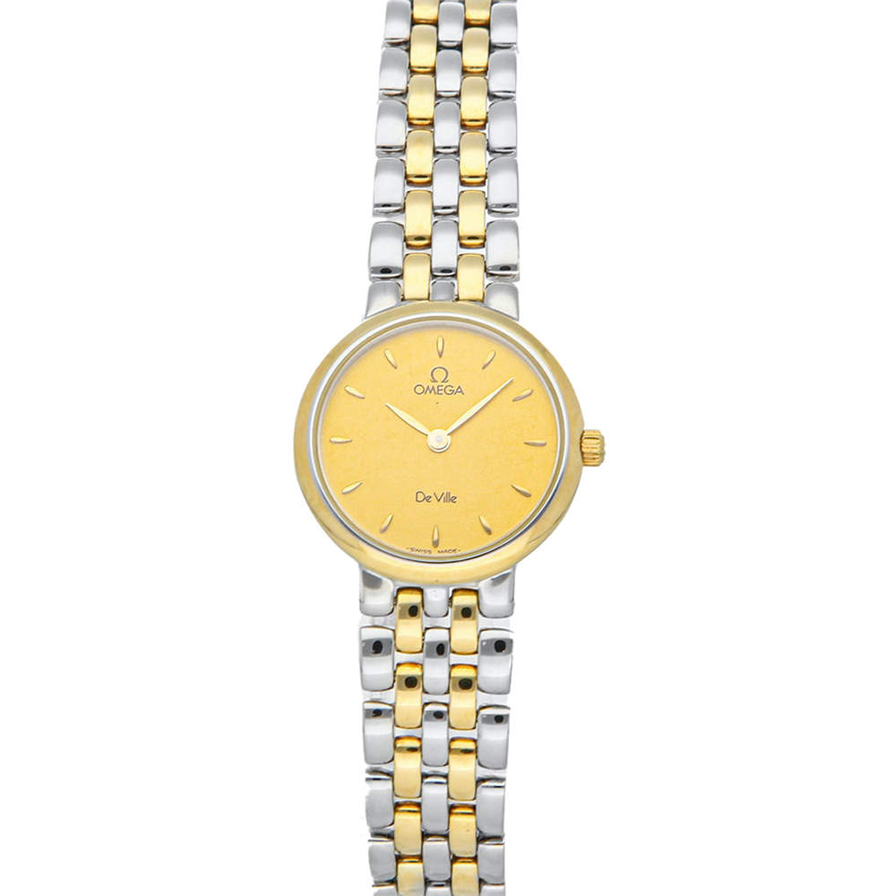 Omega Champagne Gold Tone Stainless Steel De Ville Classic 7260.11.00 Women's Wristwatch 23.5 MM