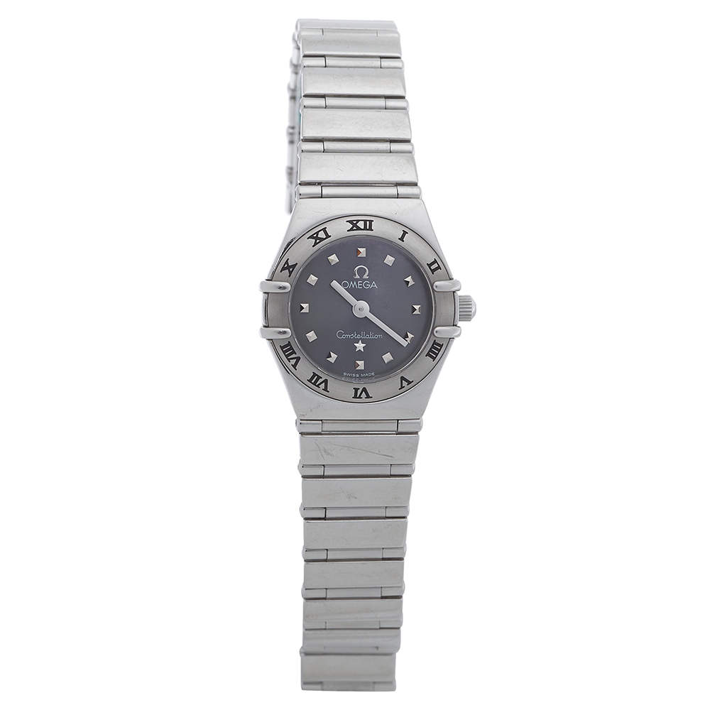 Omega Gray Stainless Steel Constellation My Choice Mini Women's Wristwatch 22.5MM