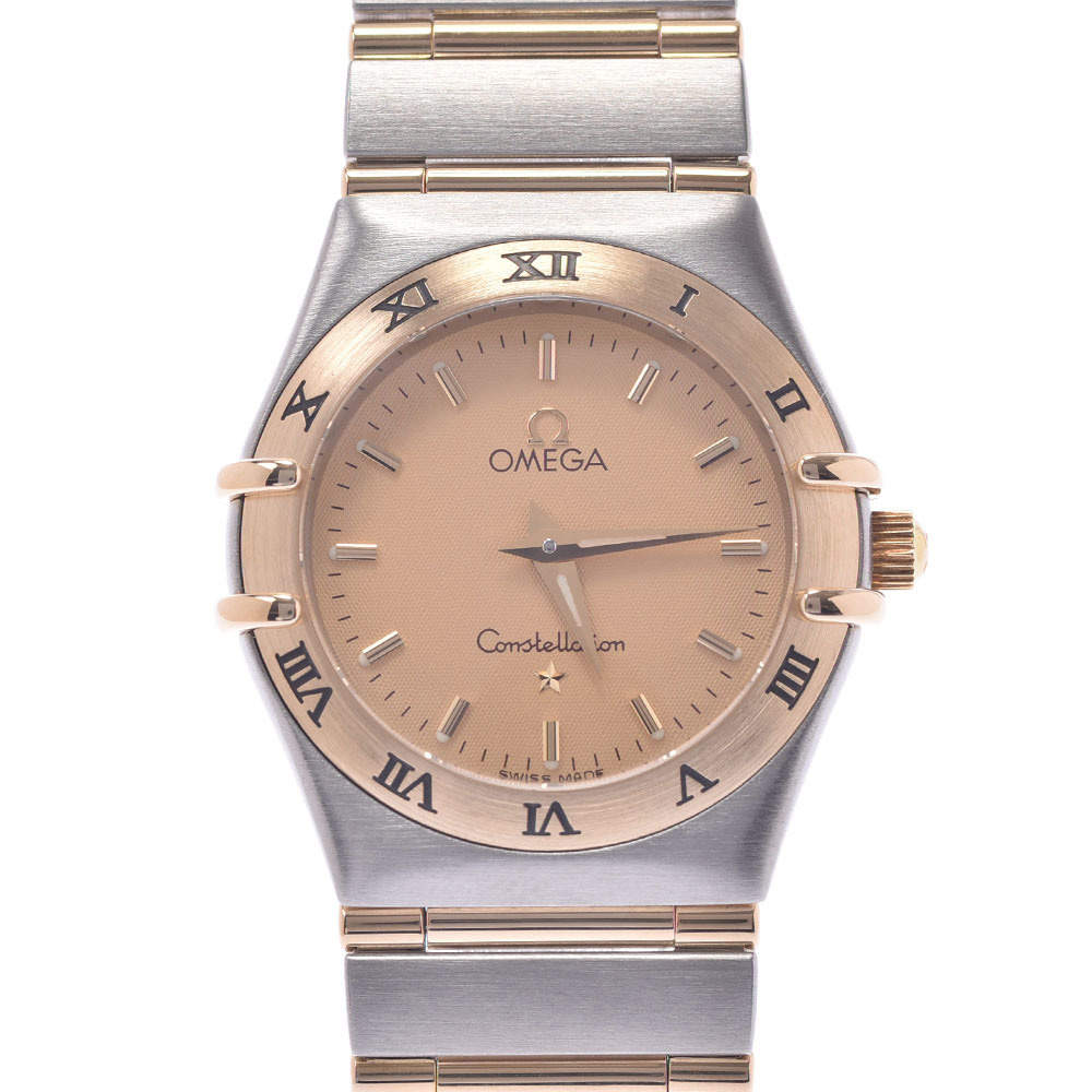 Pre Owned Omega Champagne 18K Yellow Gold And Stainless Steel Constellation 1262.10 Quartz Women's Wristwatch 24 MM