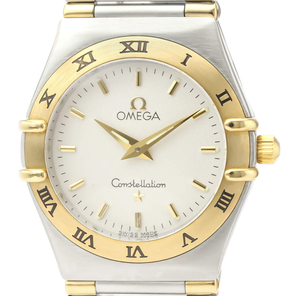 Omega Silver 18k Yellow Gold And Stainless Steel Constellation 1372.30 Quartz Women's Wristwatch 25 MM