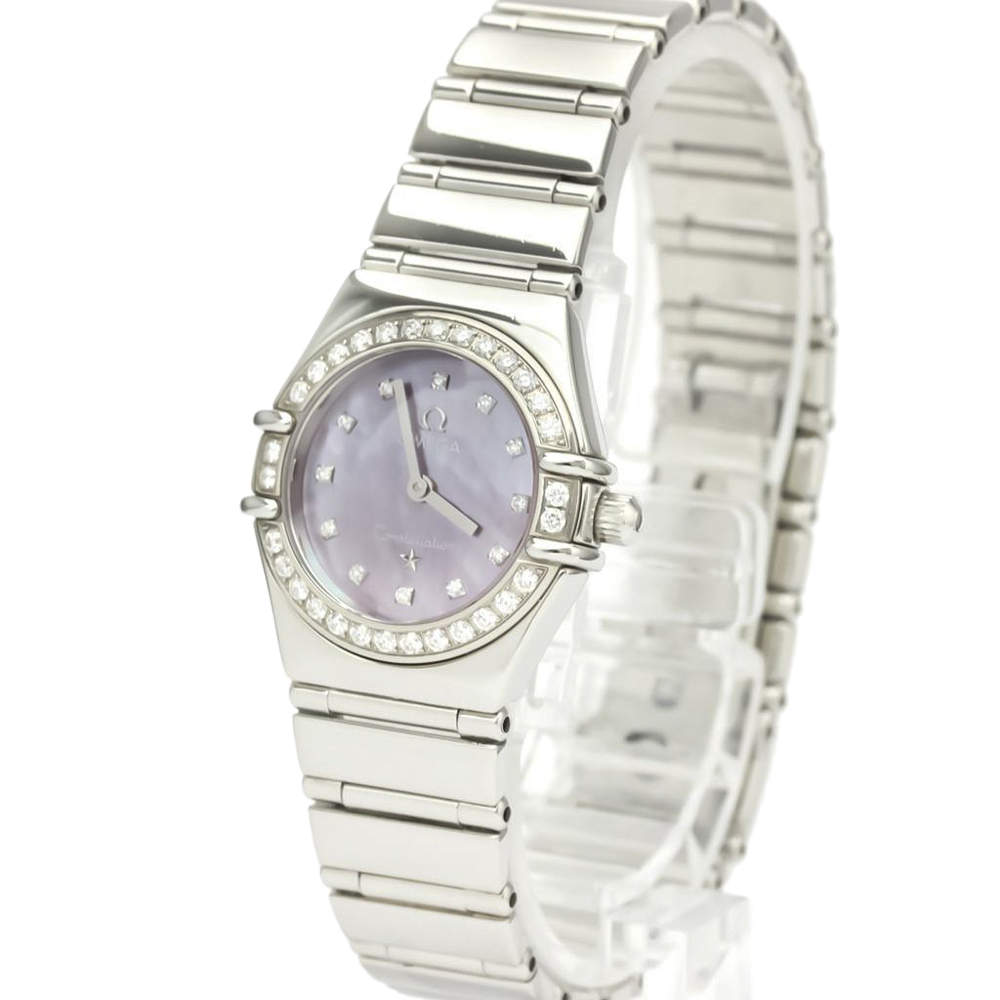Omega Pink MOP Diamonds Stainless Steel Constellation 1457.78 Women's Wristwatch 22 MM