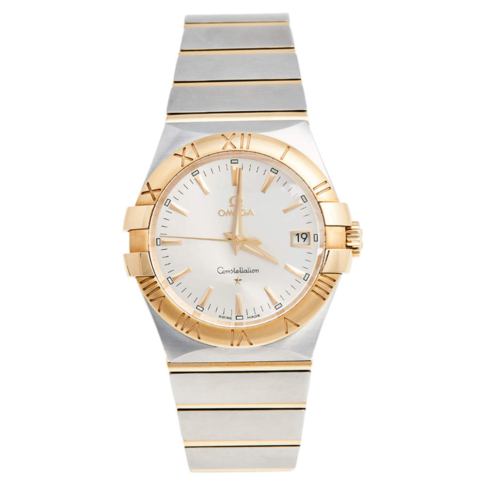 Omega Silver Stainless Steel and 18K Yellow Gold Constellation 396.2011 Women's Wristwatch 34 mm
