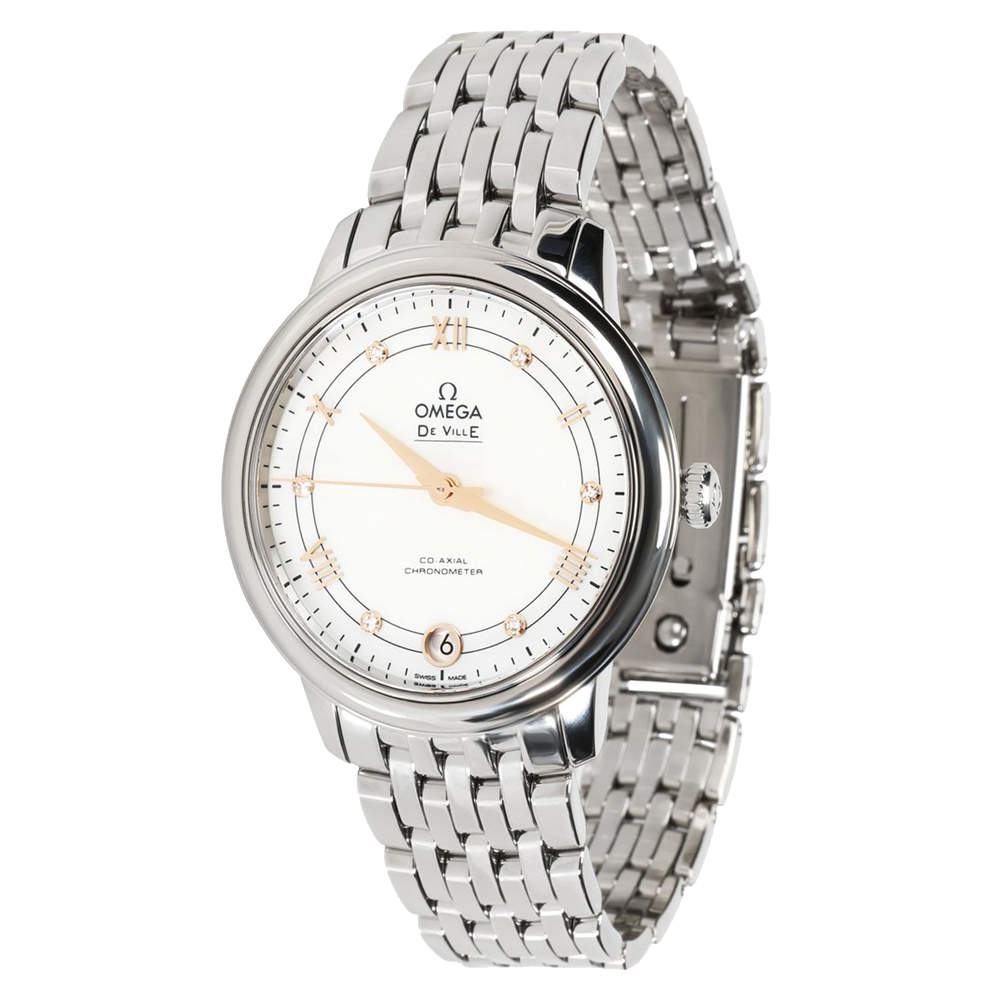 Pre Owned Omega Silver Stainless Steel DeVille 424.10.33.20.52.001 Women's Wristwatch 32 MM