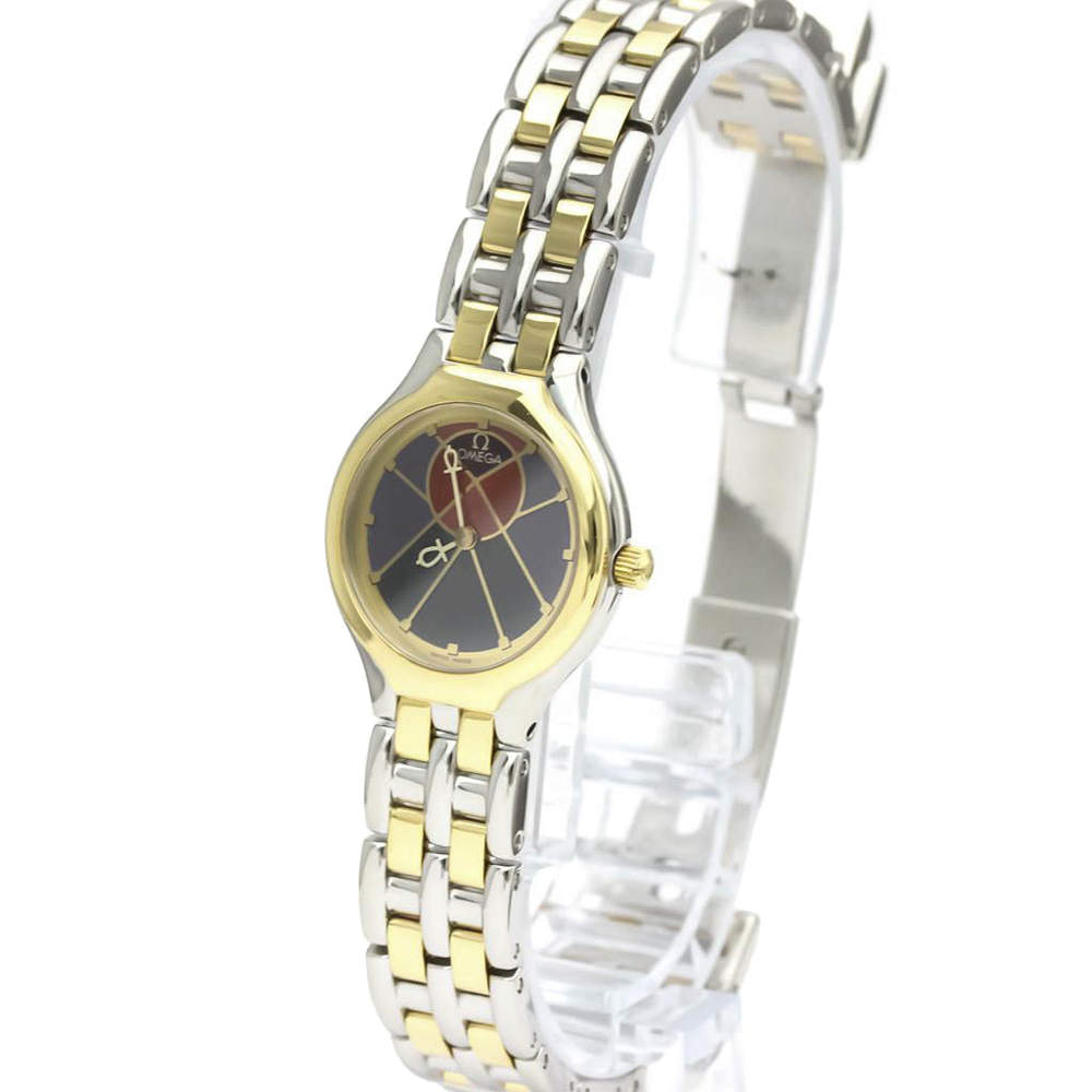 Omega Silver Gold Tone Stainless Steel De Ville Quartz Women's Wristwatch 23 MM