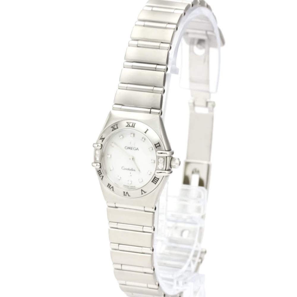Omega MOP Diamonds Stainless Steel Constellation Quartz 1566.76 Women's Wristwatch 22 MM