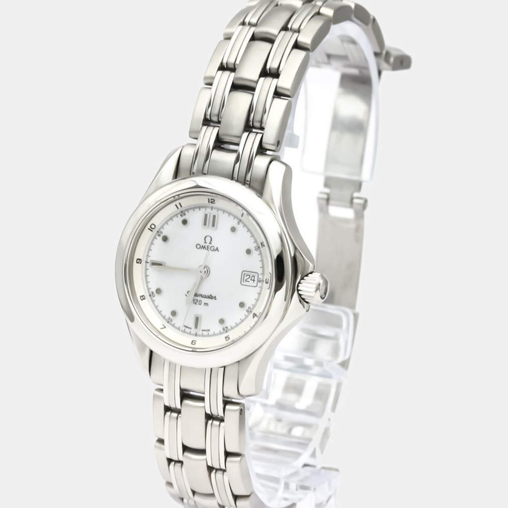 Pre Owned Omega White Stainless Steel Seamaster 120M Quartz 2571.20 Women's Wristwatch 28 mm