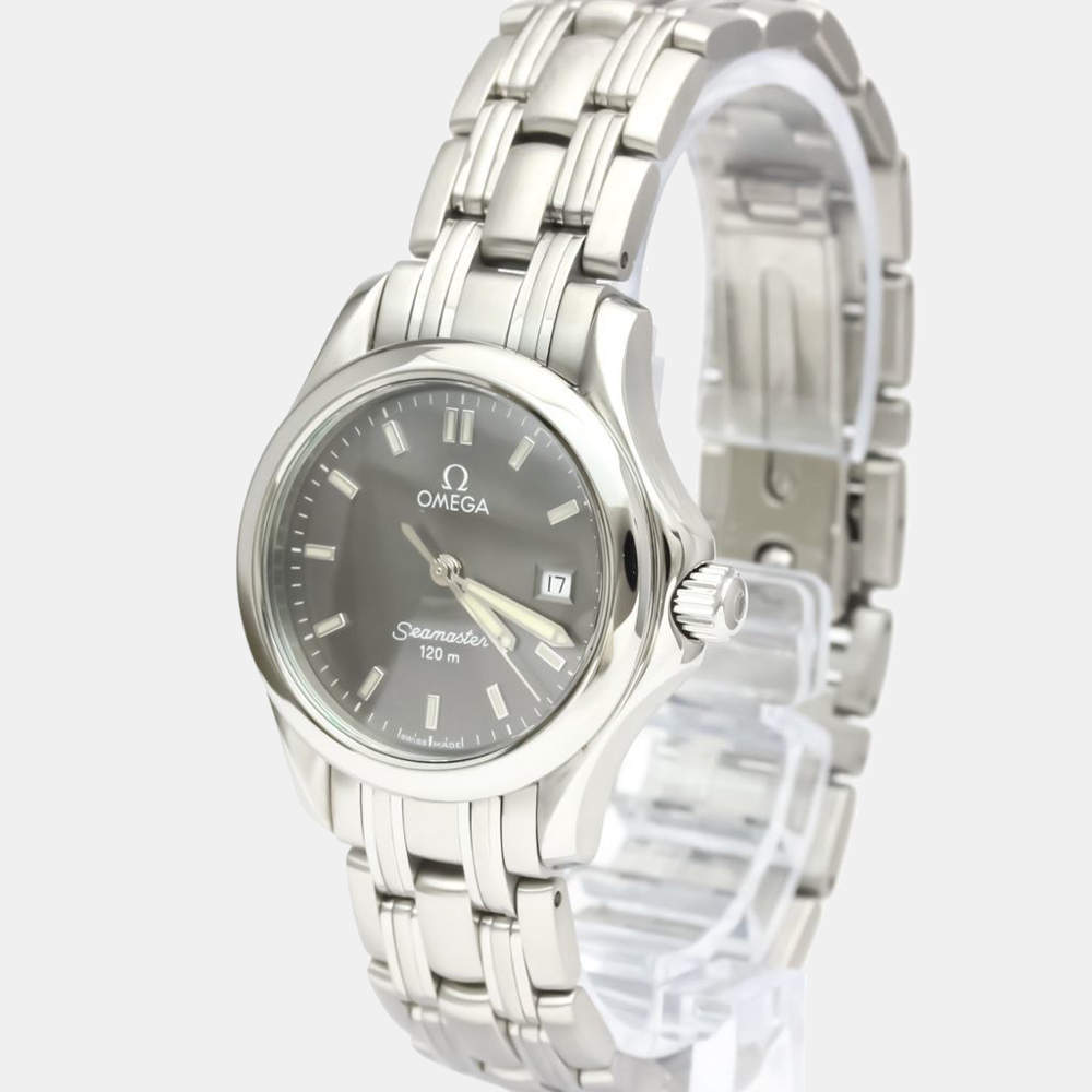 Pre Owned Omega Black Stainless Steel Seamaster 120M Quartz Women's Wristwatch 29 mm