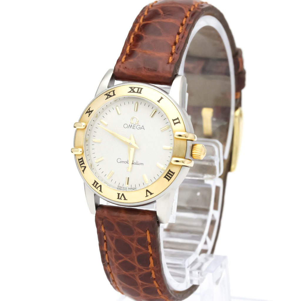 Pre Owned Omega Silver 18K Yellow Gold And Stainless Steel Constellation 1372.30 Women's Wristwatch 25 mm