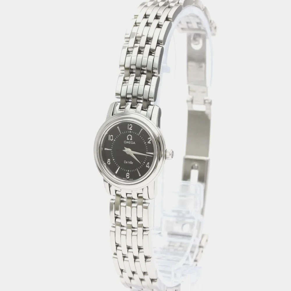 Omega Black Stainless Steel De Ville 4570.50 Quartz Women's Wristwatch 22 mm