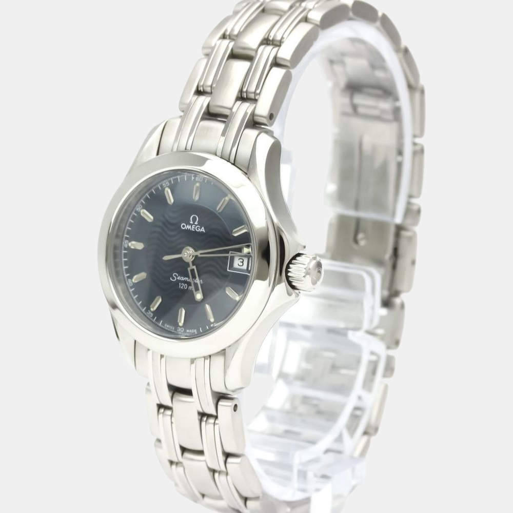 Pre Owned Omega Blue Stainless Steel Seamaster 2581.81 Quartz Women's Wristwatch 26 mm
