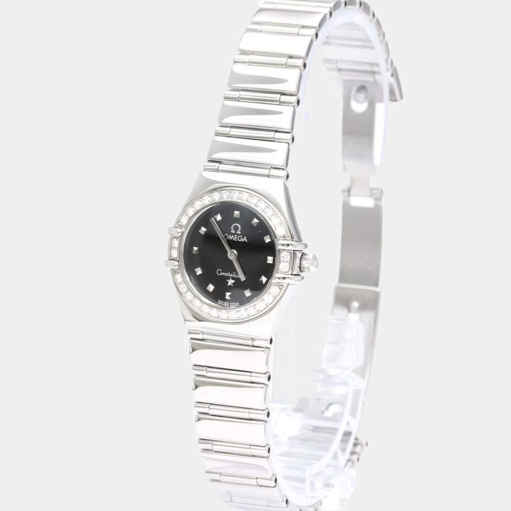 Pre Owned Omega Black Stainless Steel Constellation 1465.51 Quartz Women's Wristwatch 22 mm