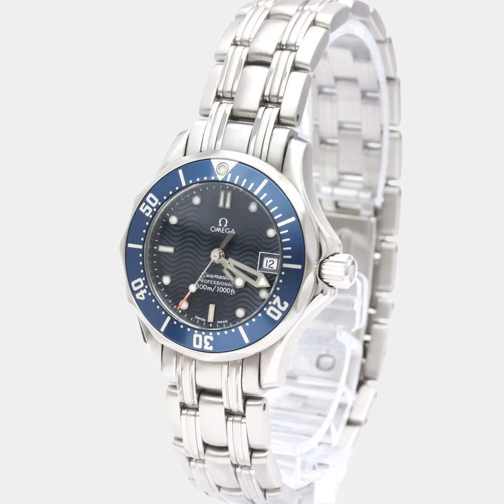 Pre Owned Omega Blue Stainless Steel Seamaster Professional 2583.80 Quartz Women's Wristwatch 29 mm