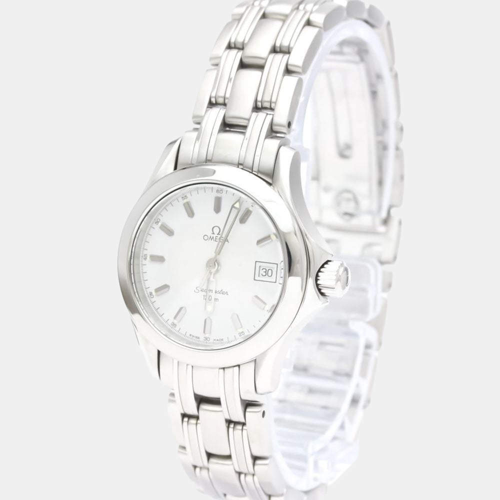 Pre Owned Omega White Stainless Steel Seamaster 2581.21 Quartz Women's Wristwatch 26 mm