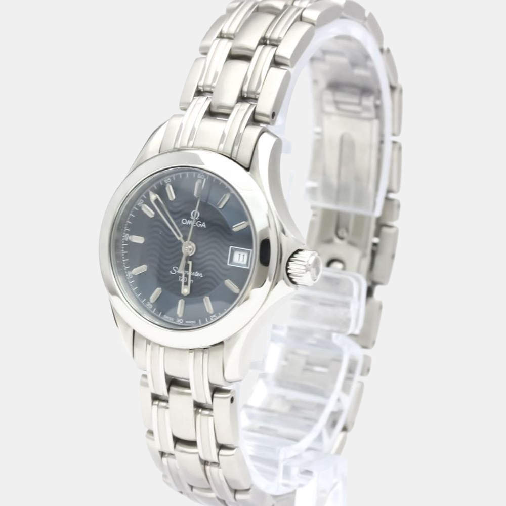 Pre Owned Omega Blue Stainless Steel Seamaster 2571.81 Quartz Women's Wristwatch 29 mm