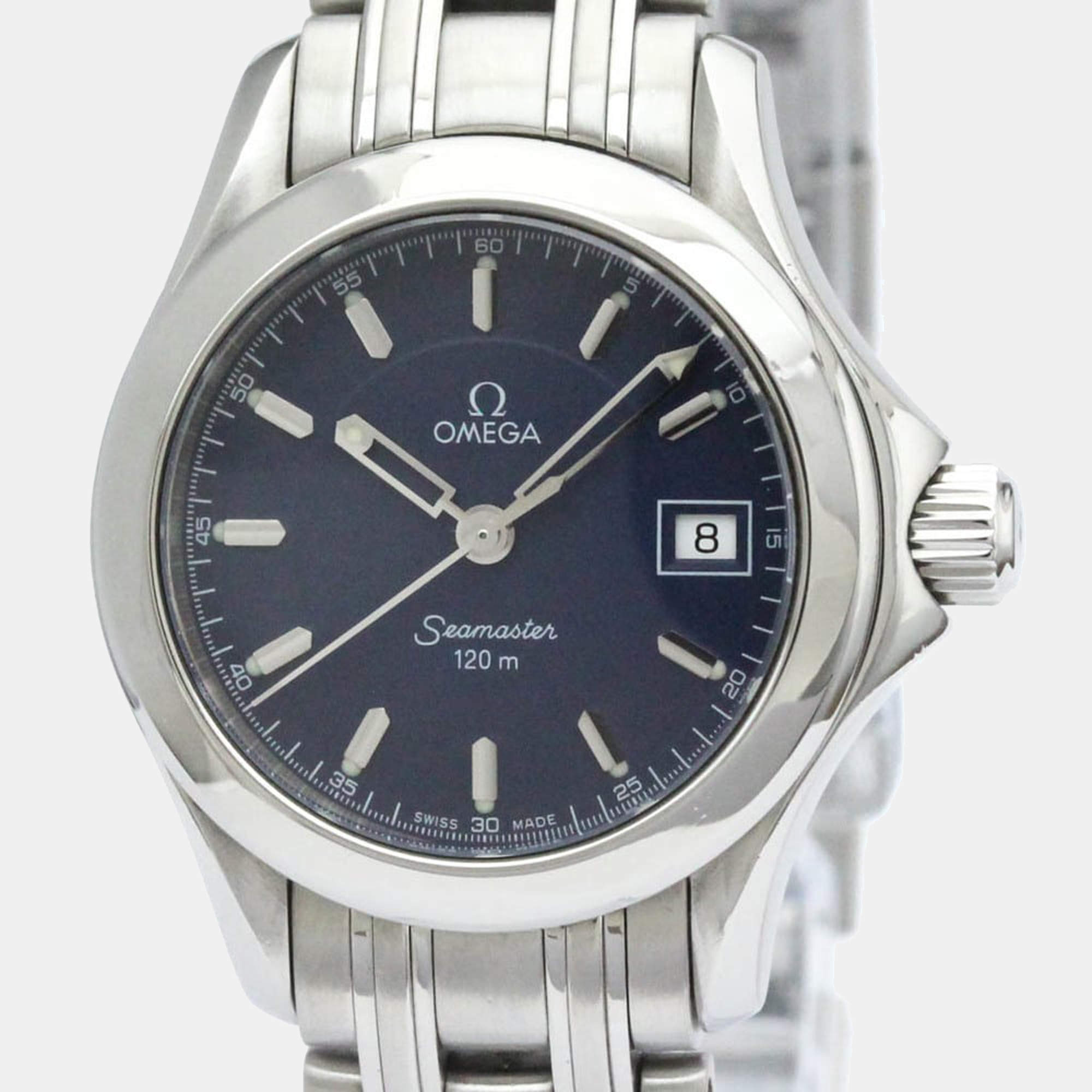 Omega Blue Stainless Steel Seamaster 120M Jacques Mayol LTD Edition 2587.80 Women's Wristwatch 26 mm
