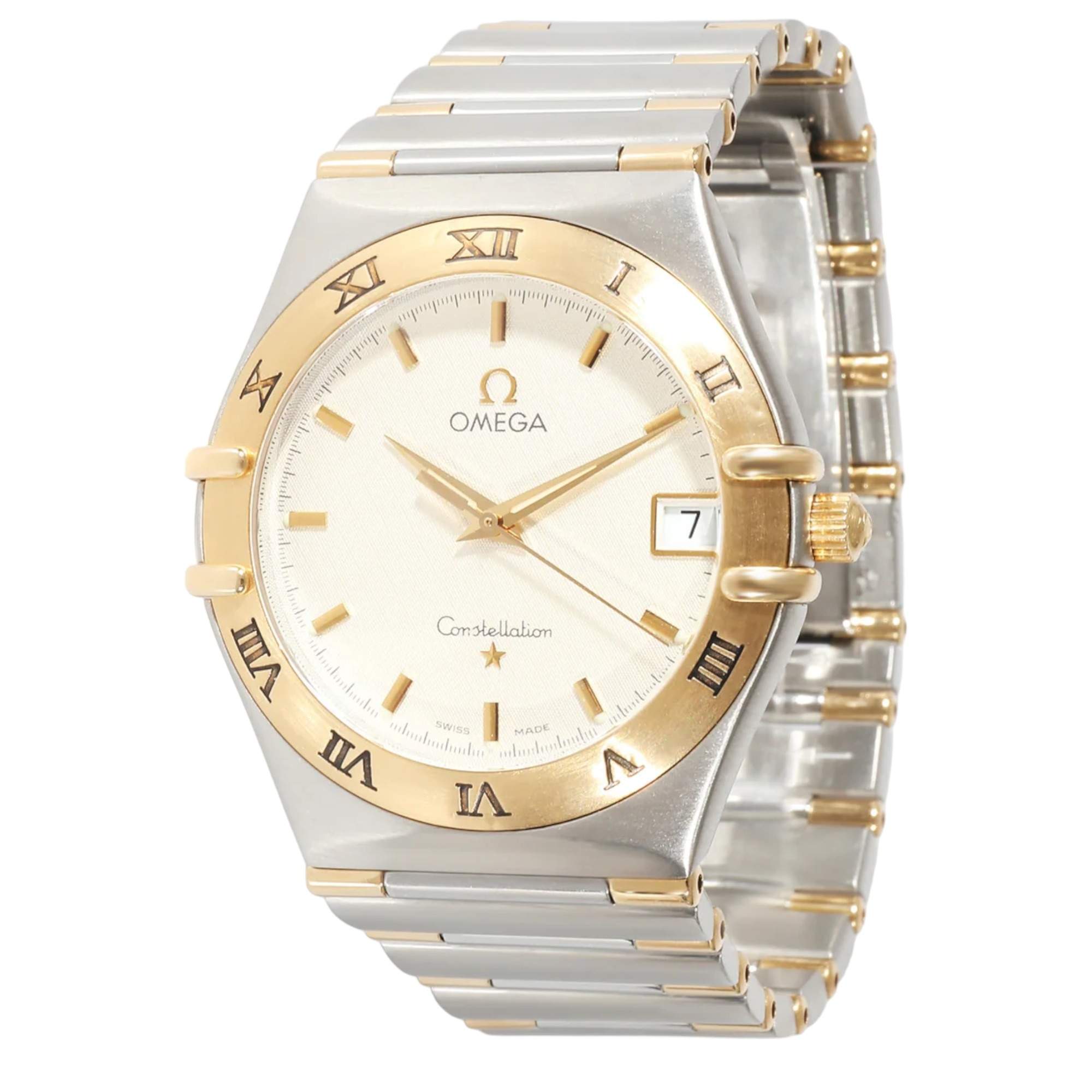 Omega White 18K Yellow Gold And Stainless Steel Constellation