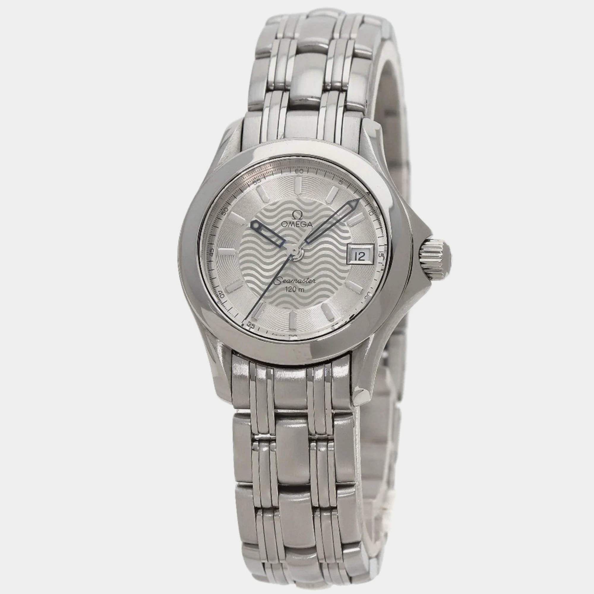 Omega Silver Stainless Steel Seamaster 2571.31 Quartz Women's Wristwatch 26 mm