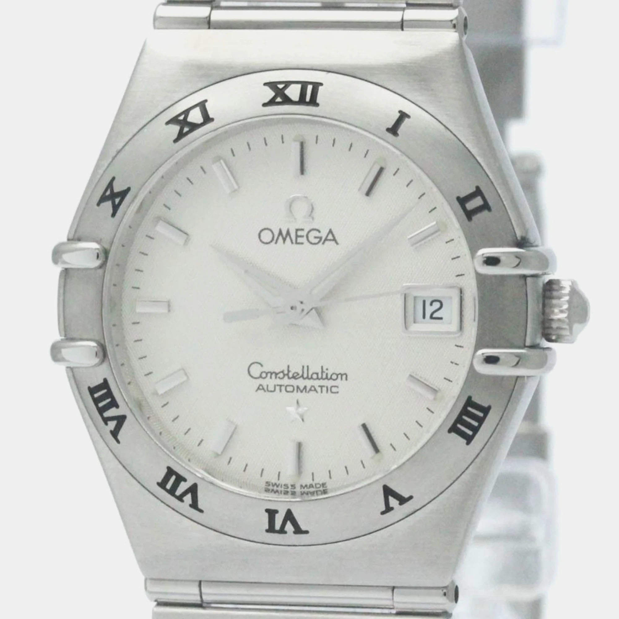 Pre Owned Omega Silver Stainless Steel Constellation 1592.30 Automatic Women's Wristwatch 28 mm